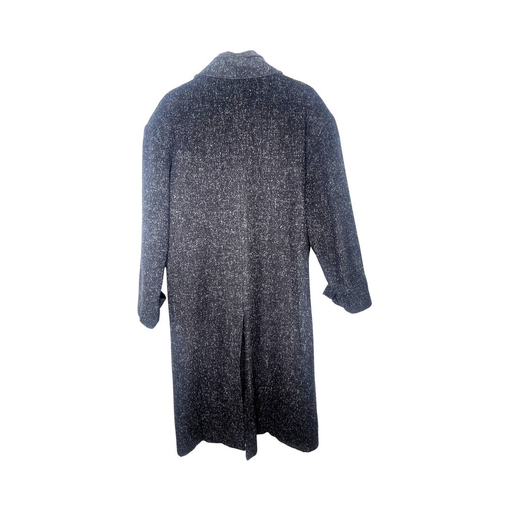 Neiman Marcus L Speckled Wool Coat  $750 Leather Oversized Slouchy Jacket Black - Picture 4 of 15